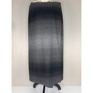 Liz Claiborne Lizsport Vintage Women's Gray Ombre Fully Lined Wool Wrap Skirt 14
